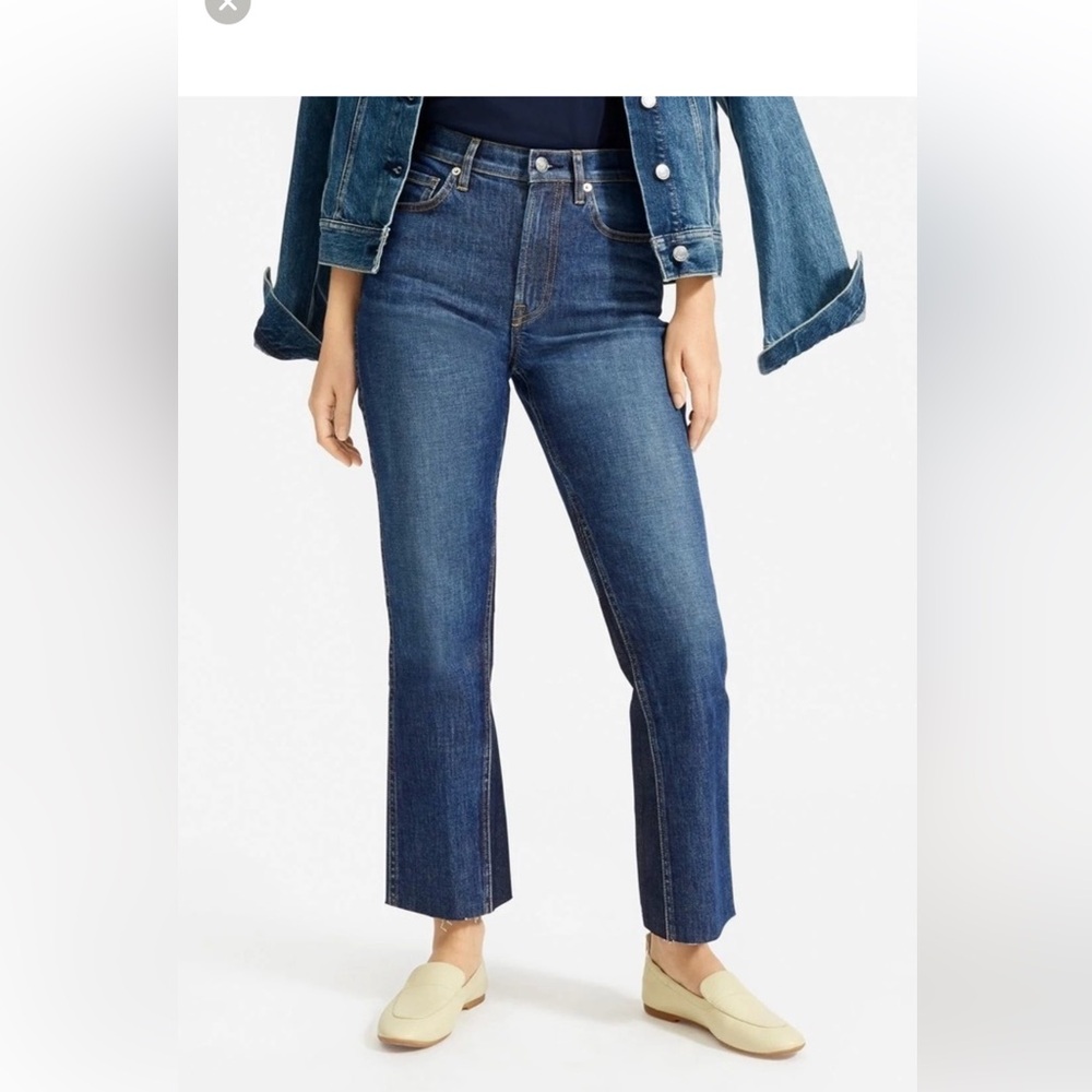 Everlane The Cheeky Bootcut crop Jean dark blue wash w/ contrast panel Size 28